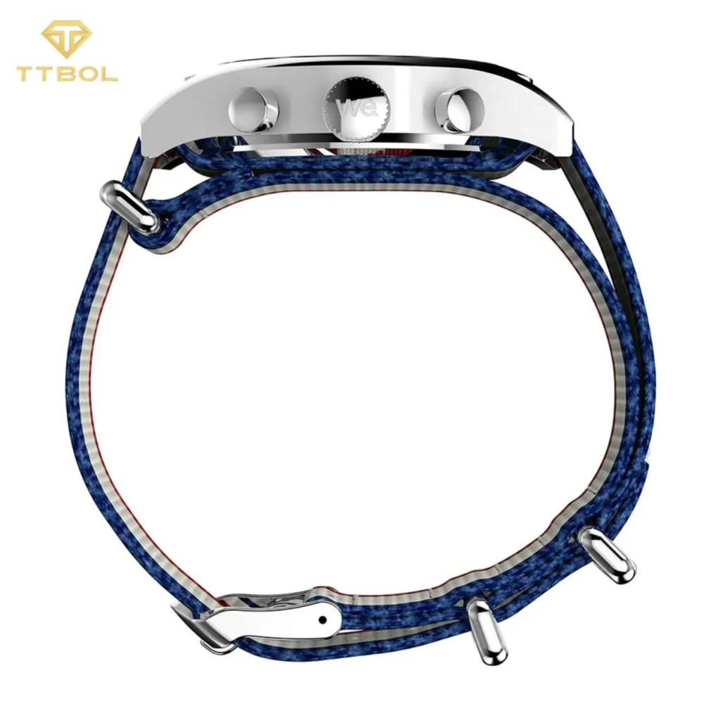 ساعت مچی مردانه تایمکس مدل TW2Y15800 Weekender New England Chronograph با صفحه سفید و بند پارچه‌ای طوسی