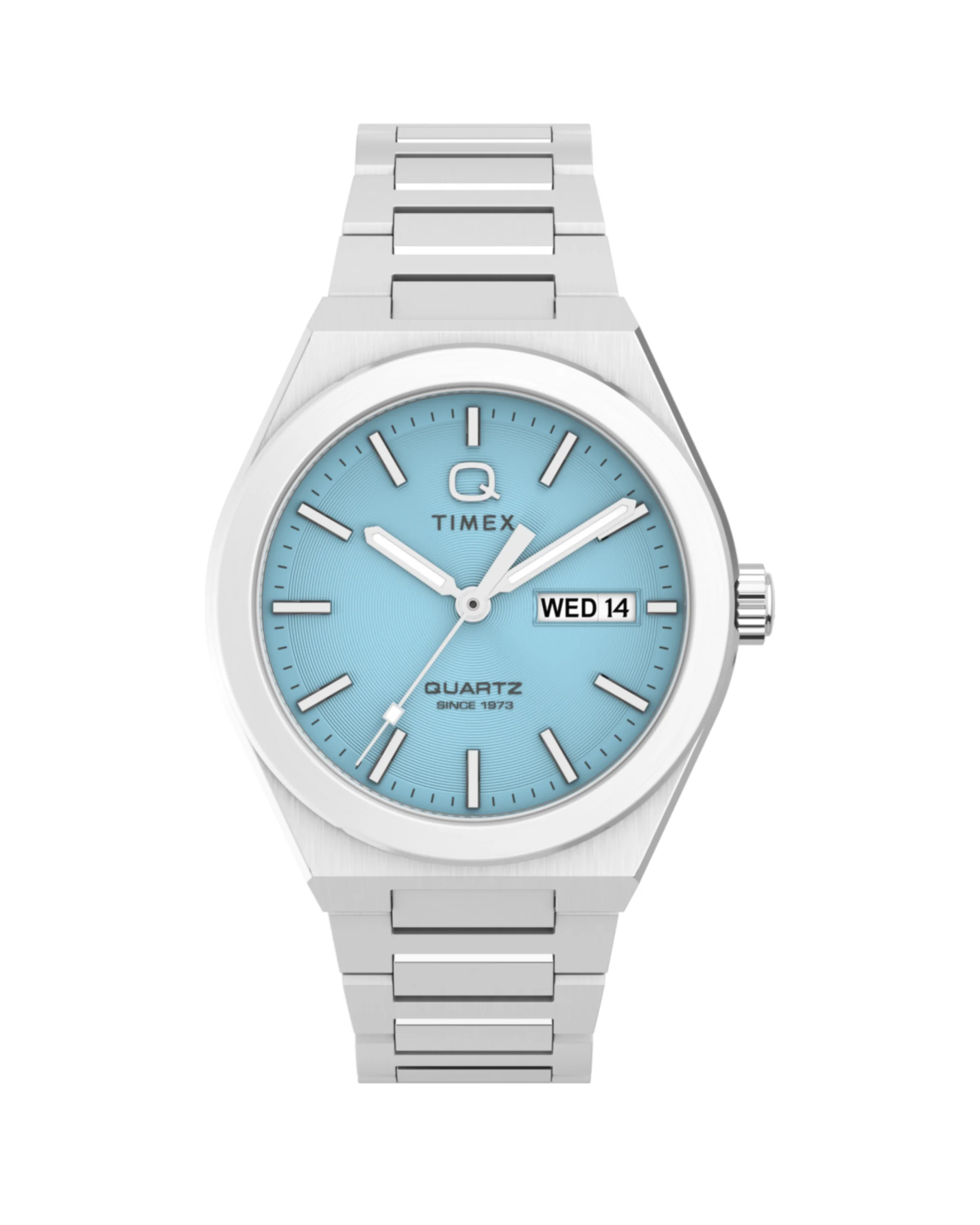 timex-tw2y35200-index ساعت مچی مردانه تایمکس مدل TW2Y35200 Q Timex Continental با بند و صفحه آبی روشن
