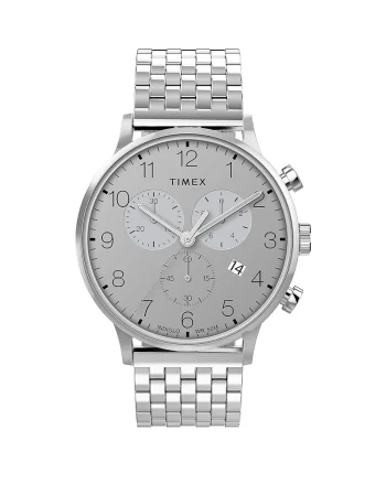ساعت مچی مردانه تایمکس مدل TWH6Z1810 Waterbury Classic Chronograph با بند و صفحه نقره ای استیل