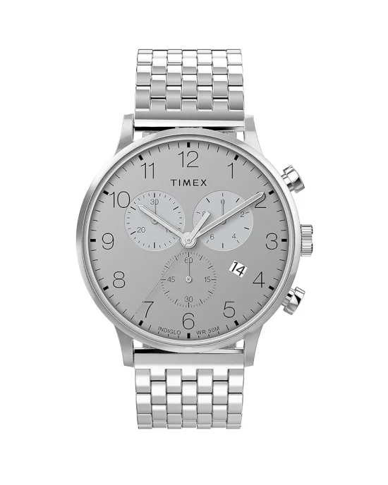 ساعت مچی مردانه تایمکس مدل TWH6Z1810 Waterbury Classic Chronograph با بند و صفحه نقره ای استیل