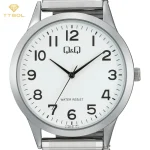 ساعت مچی مردانه کیو اند کیو Q&Q مدل C10A-071PY با بند استیل و صفحه سفید، موومنت کوارتز ژاپنی گالری