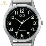 ساعت مچی مردانه کیو اند کیو Q&Q مدل C10A-072PY با بند استیل و صفحه مشکی، موومنت کوارتز ژاپنی گالری