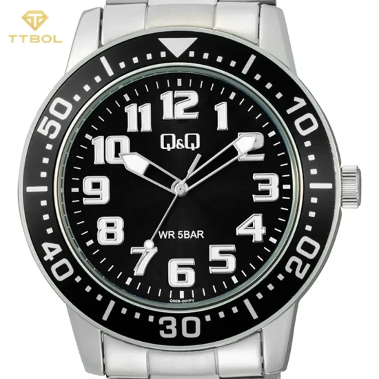 ساعت مچی مردانه کیو اند کیو Q&Q مدل Q60B-001PY با بند استیل و صفحه مشکی، موومنت کوارتز ژاپنی گالری