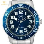 ساعت مچی مردانه کیو اند کیو Q&Q مدل Q60B-002PY با بند استیل و صفحه آبی، موومنت کوارتز ژاپنی گالری