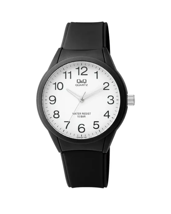 ساعت مچی مردانه کیو اند کیو Q&Q مدل VR28J002Y با بند رزین و صفحه سفید، موومنت کوارتز ژاپنی
