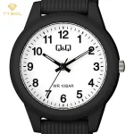 ساعت مچی زنانه کیو اند کیو Q&Q مدل VS13J001Y با بند رزین و صفحه سفید، موومنت کوارتز ژاپنی گالری