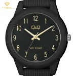 ساعت مچی زنانه کیو اند کیو Q&Q مدل VS13J009Y با بند رزین و صفحه مشکی، موومنت کوارتز ژاپنی گالری