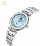 ساعت مچی زنانه بورلی هیلز پولو کلاب BEVERLY HILLS POLO CLUB BP3870X.300 - نمای زاویه‌دار صفحه آبی صدفی بند استیل سیلور