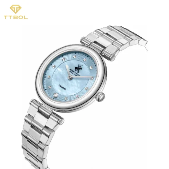 ساعت مچی زنانه بورلی هیلز پولو کلاب BEVERLY HILLS POLO CLUB BP3870X.300 - نمای زاویهدار صفحه آبی صدفی بند استیل سیلور