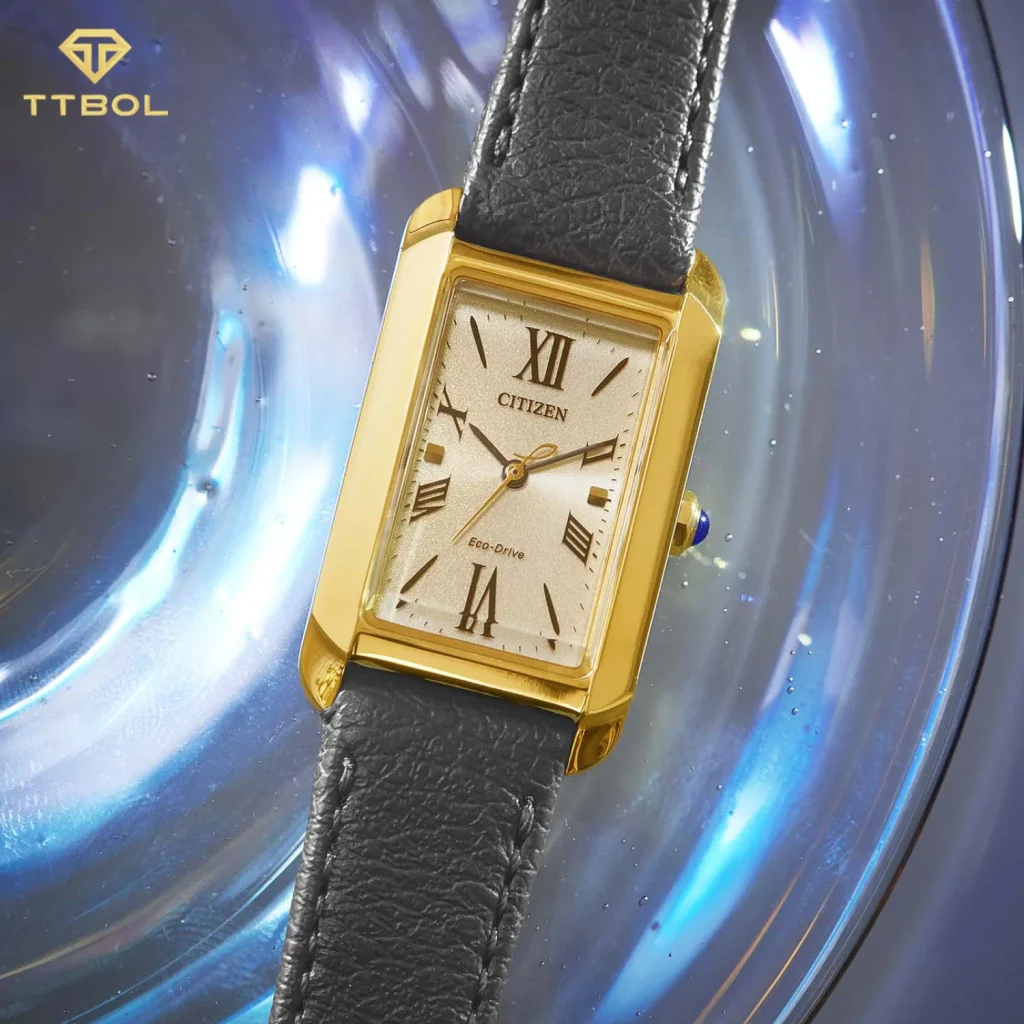 ساعت مچی زنانه سیتیزن CITIZEN EW5622-09P - نمای هنری با پس زمینه آبی