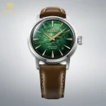 ساعت مچی مردانه سیکو مدل HCB002J با بند چرمی و صفحه سبز - نمای نزدیک